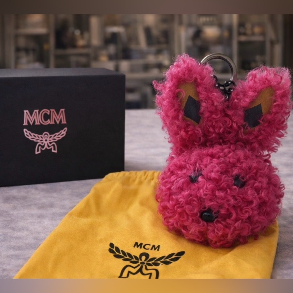MCM Pink Shearling Bunny Bag Charm / Keychain